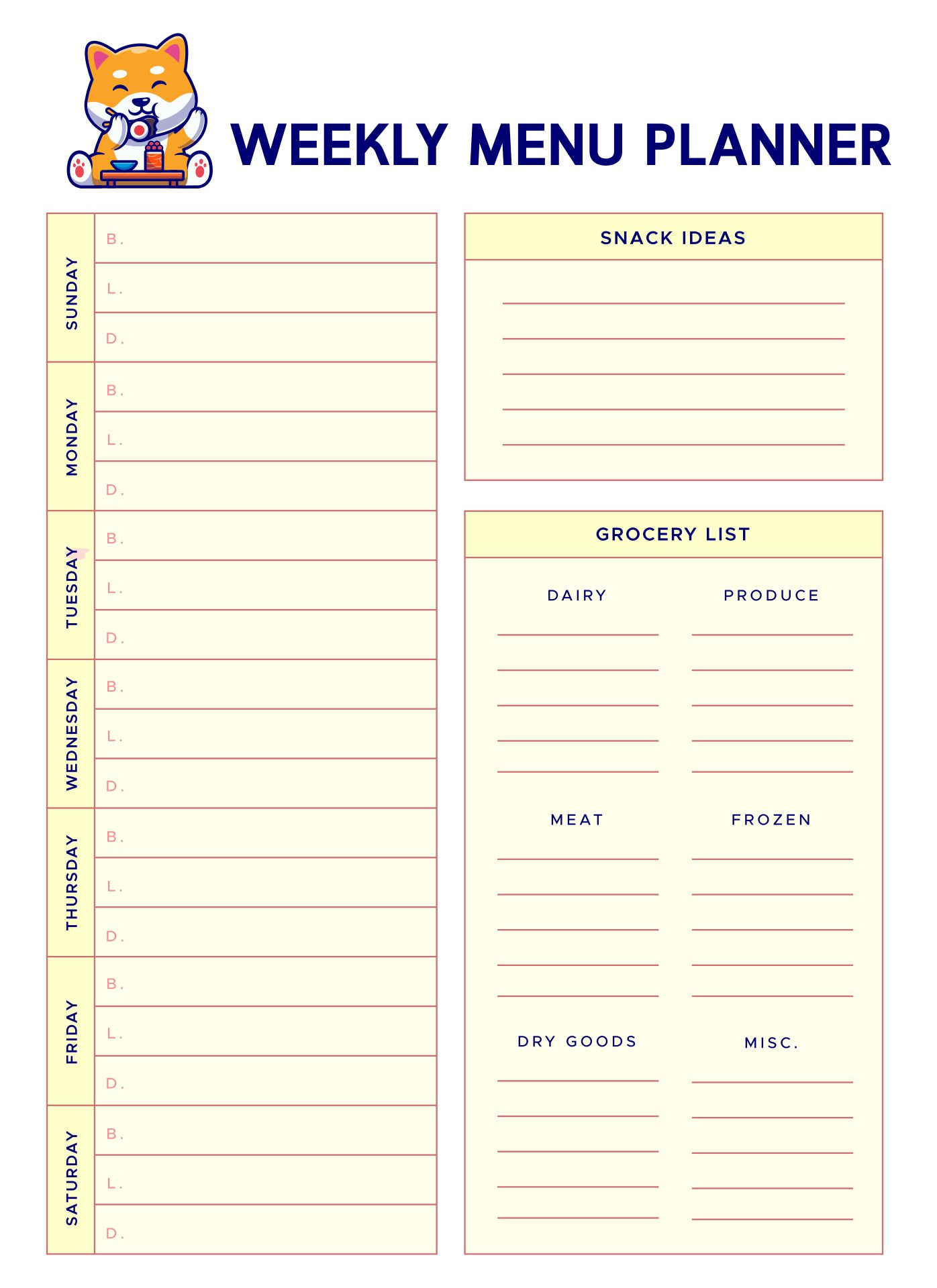 80 Free Meal Planning Templates 11