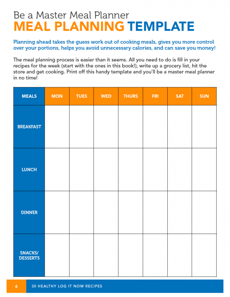 80 Free Meal Planning Templates 2