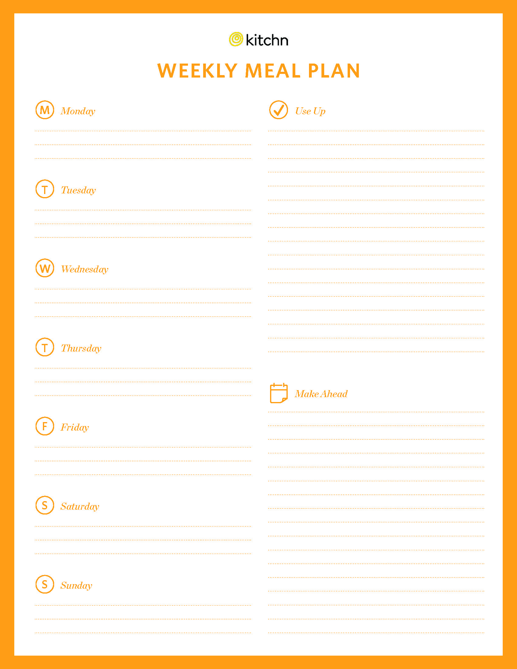 80 Free Meal Planning Templates 27