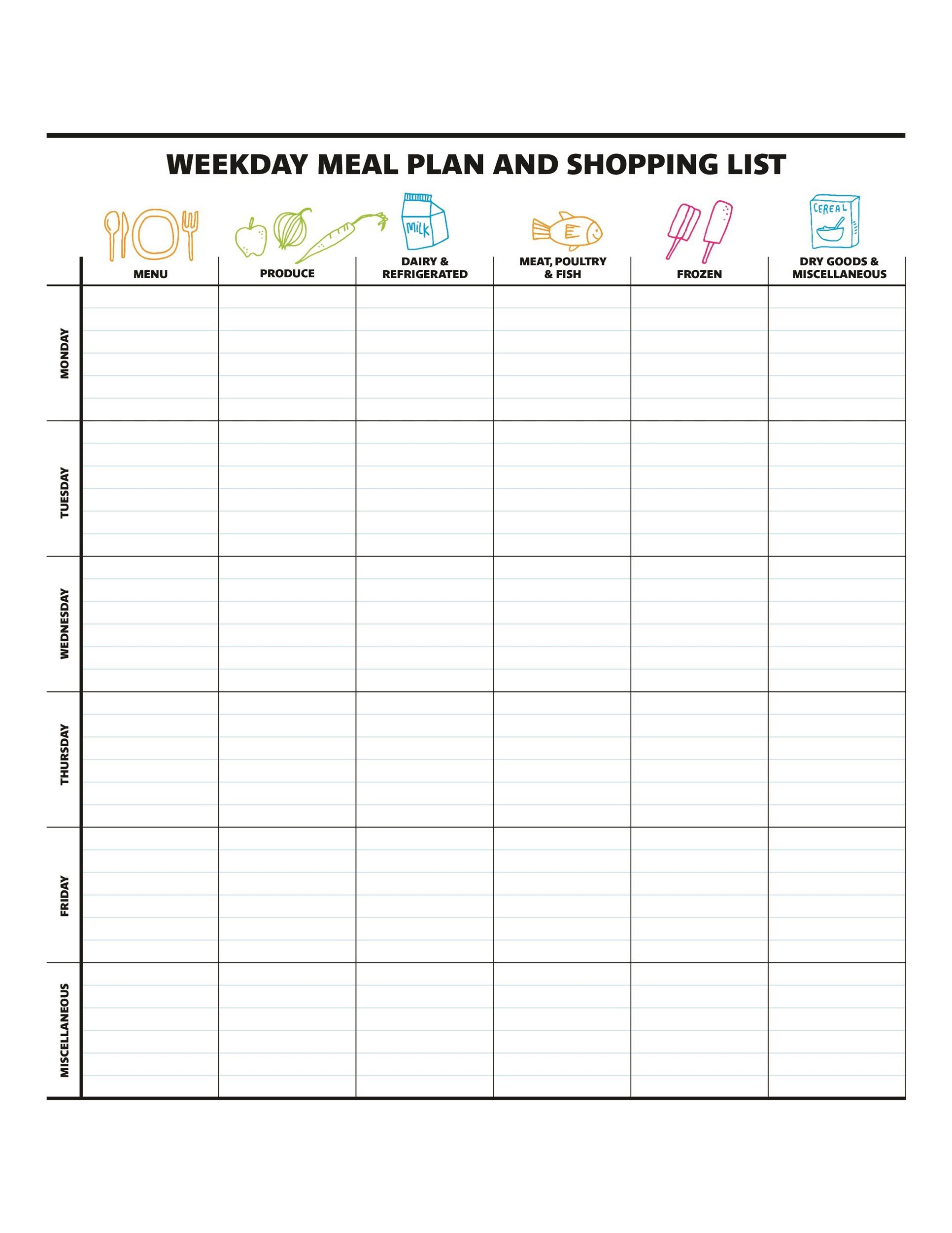 80 Free Meal Planning Templates 30