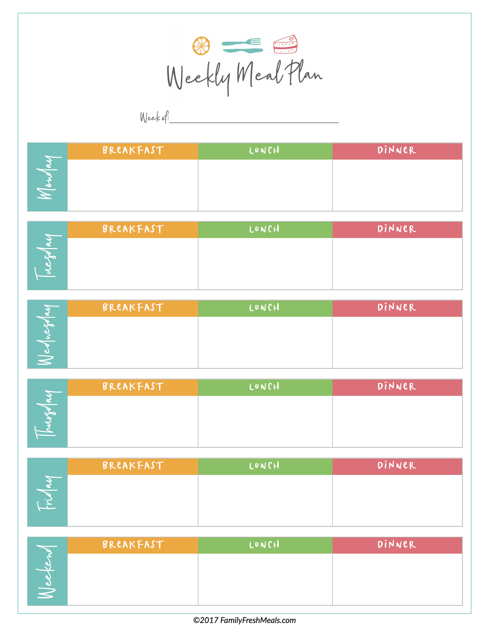 80 Free Meal Planning Templates 31