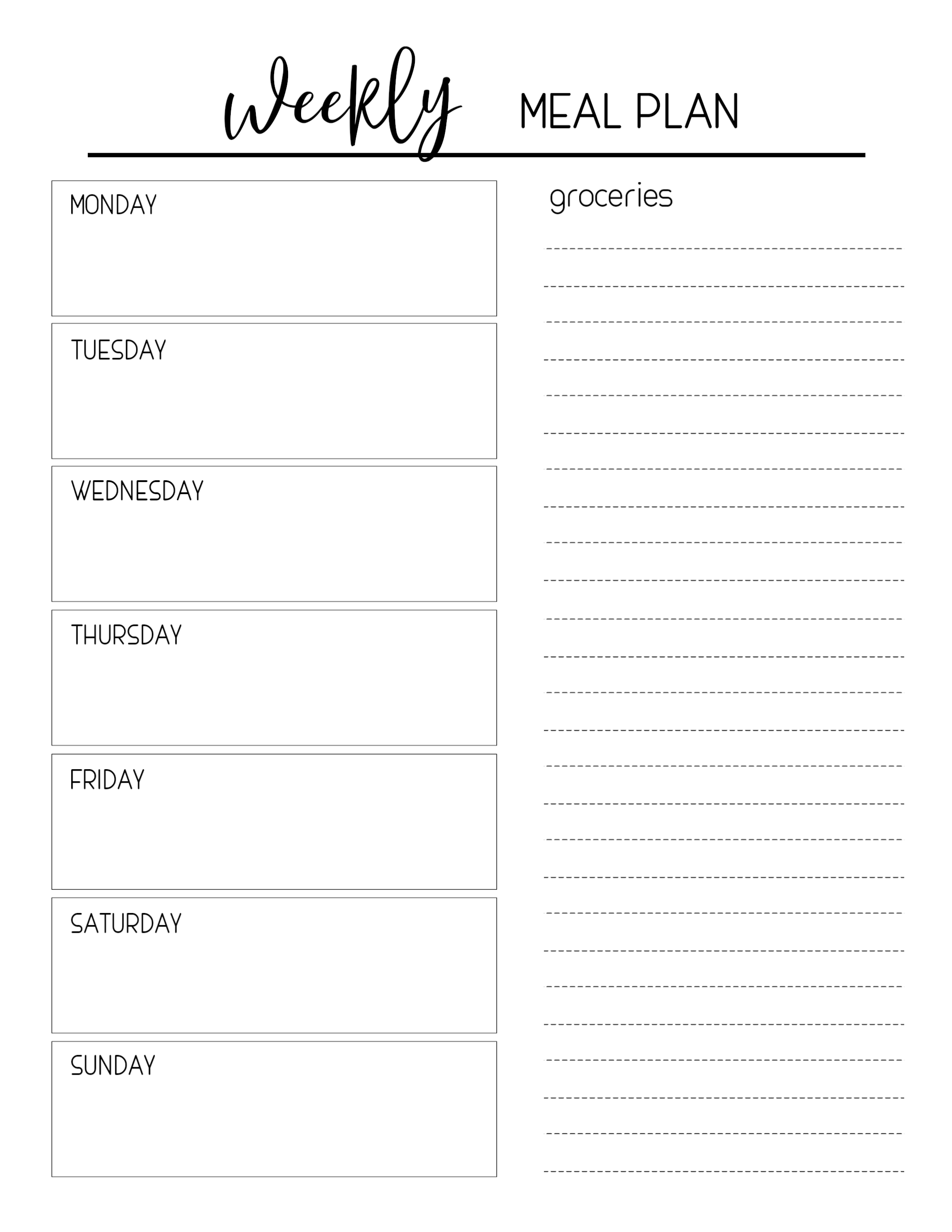 80 Free Meal Planning Templates 33