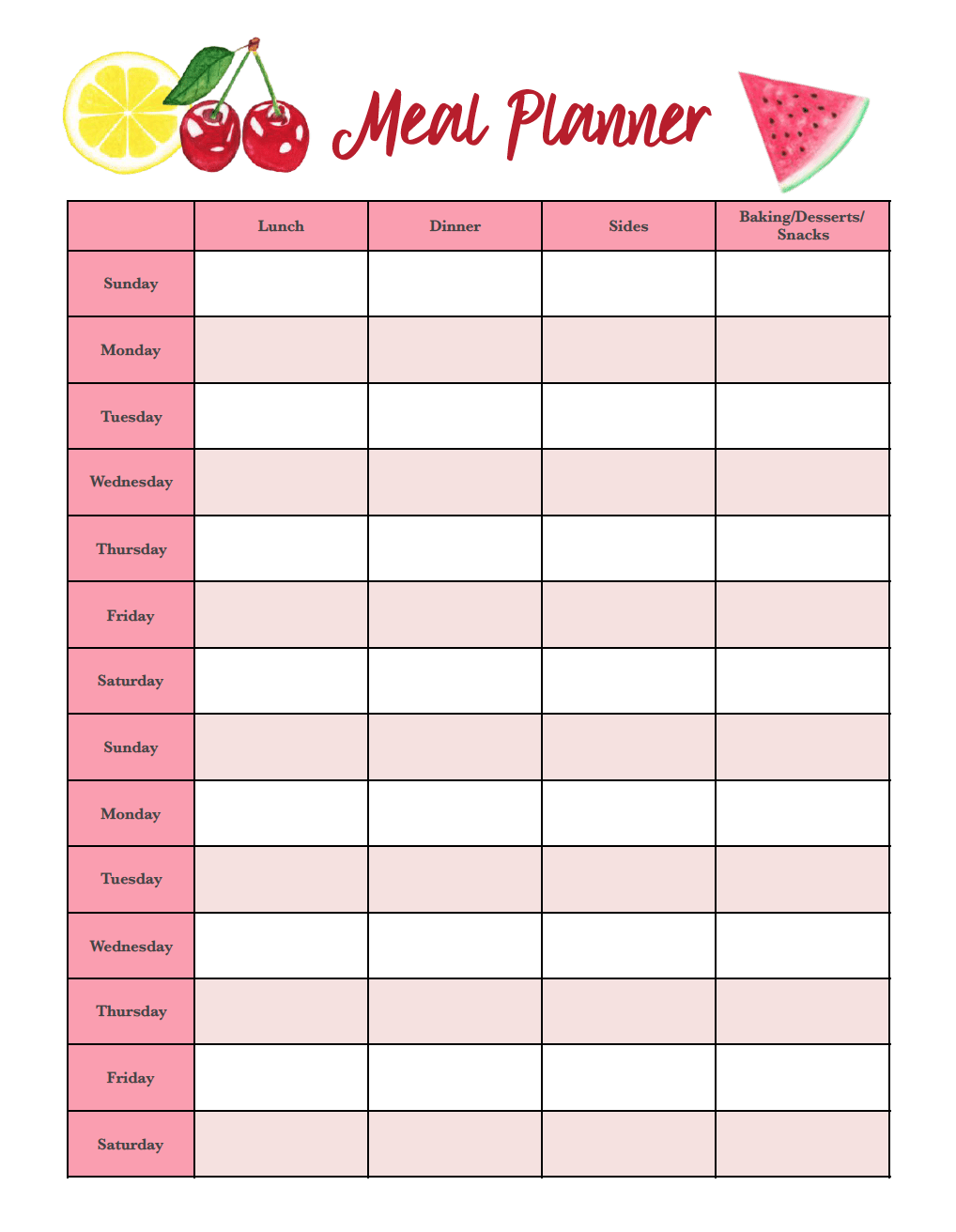 80 Free Meal Planning Templates 37