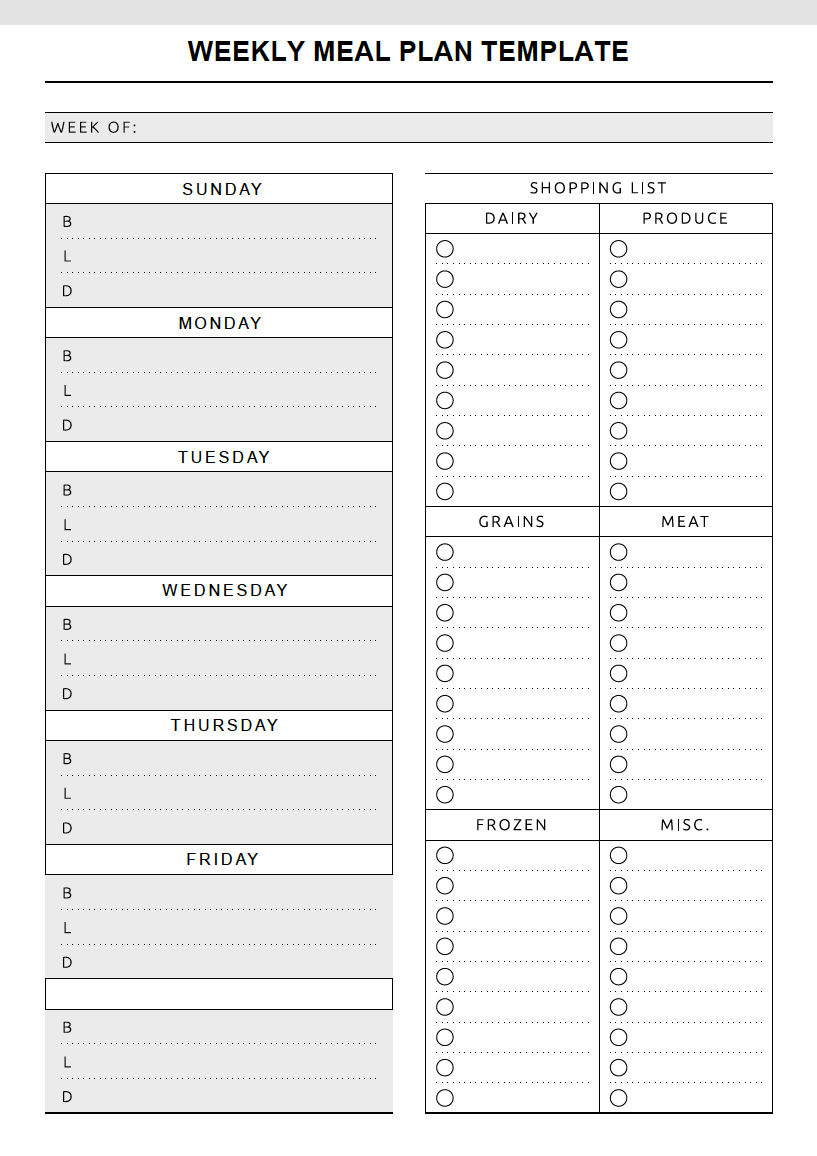 80 Free Meal Planning Templates 38