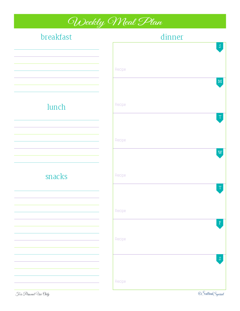 80 Free Meal Planning Templates 46