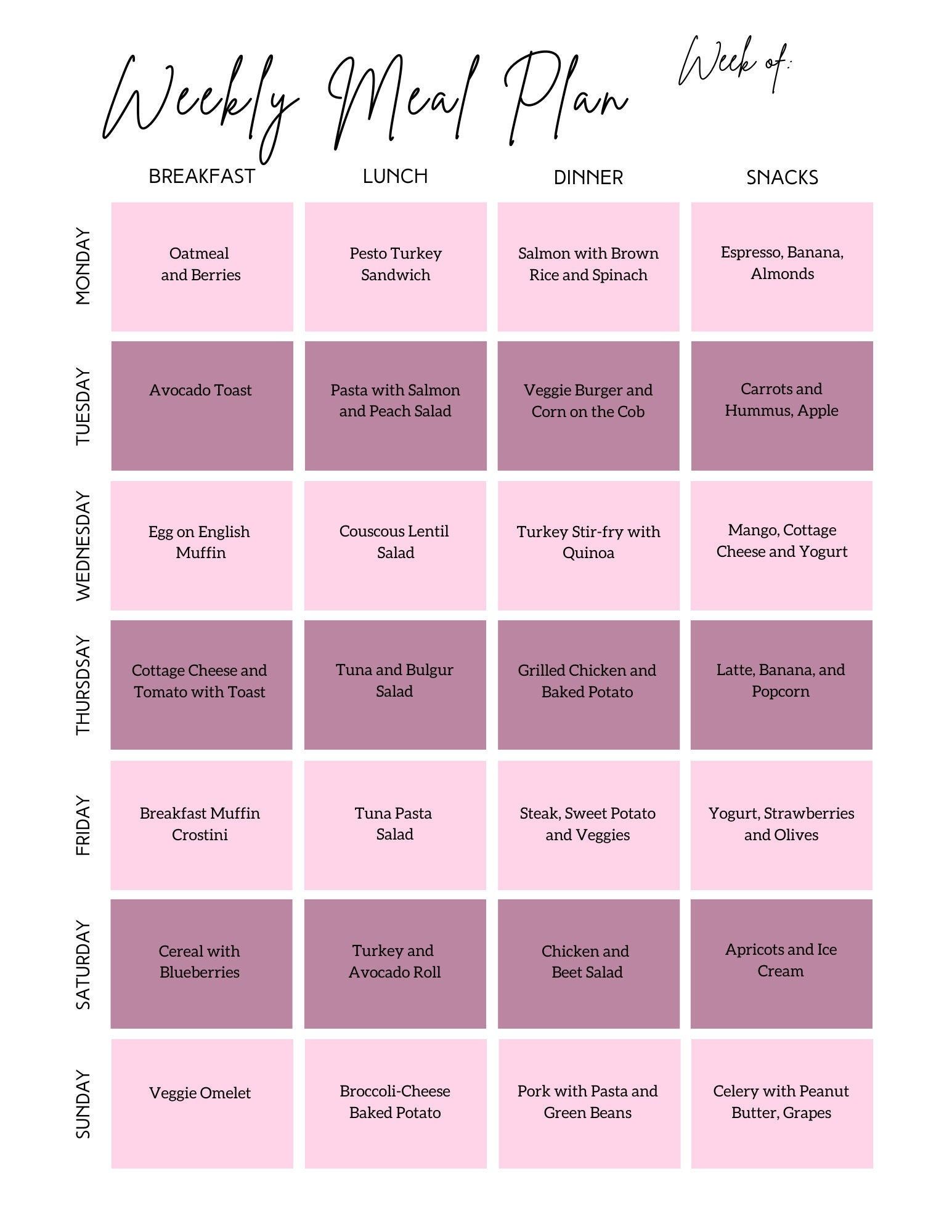 80 Free Meal Planning Templates 48