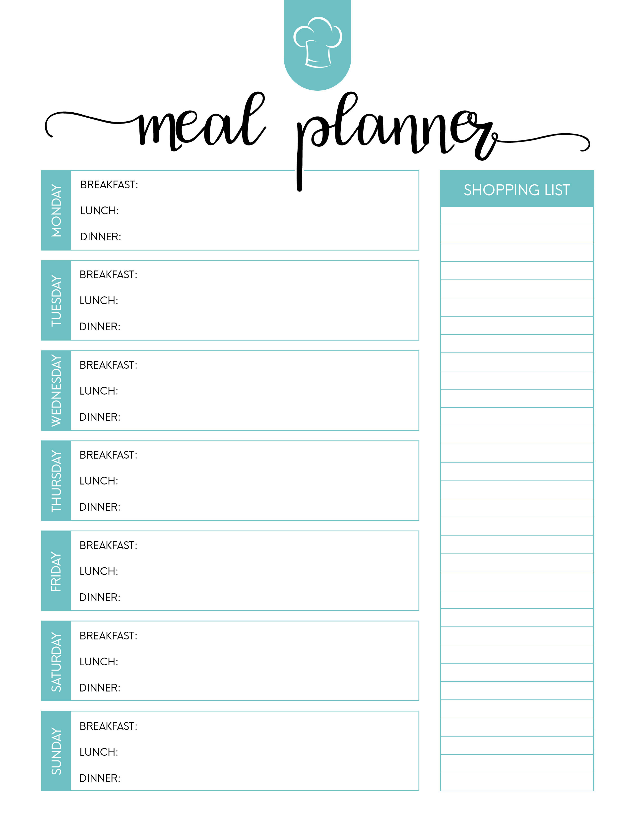 80 Free Meal Planning Templates 49