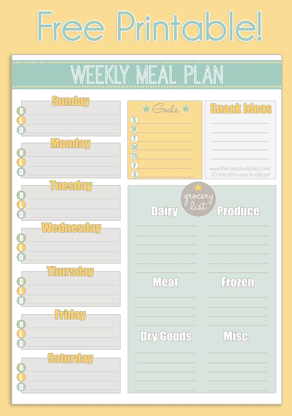 80 Free Meal Planning Templates 53