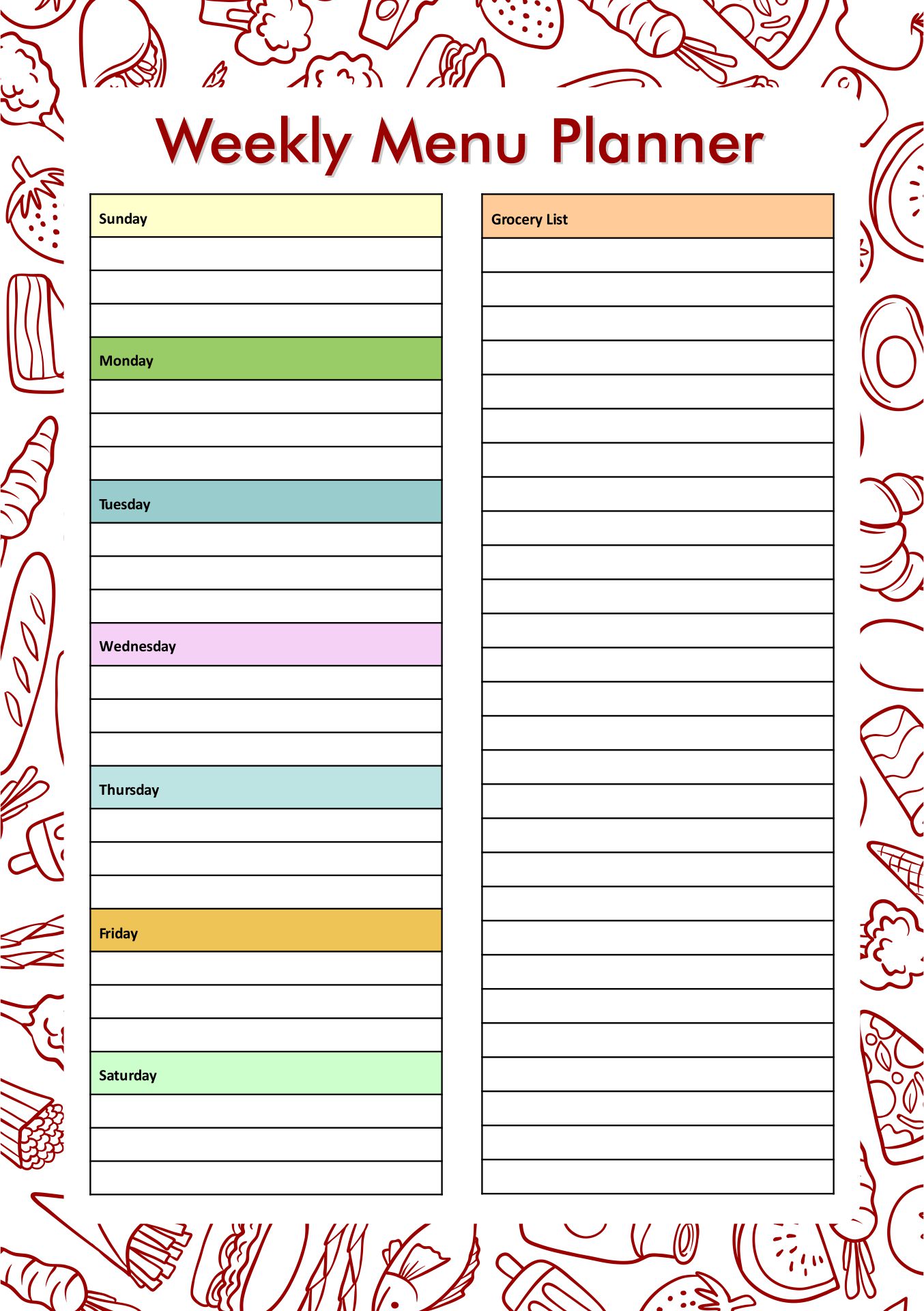 80 Free Meal Planning Templates 56