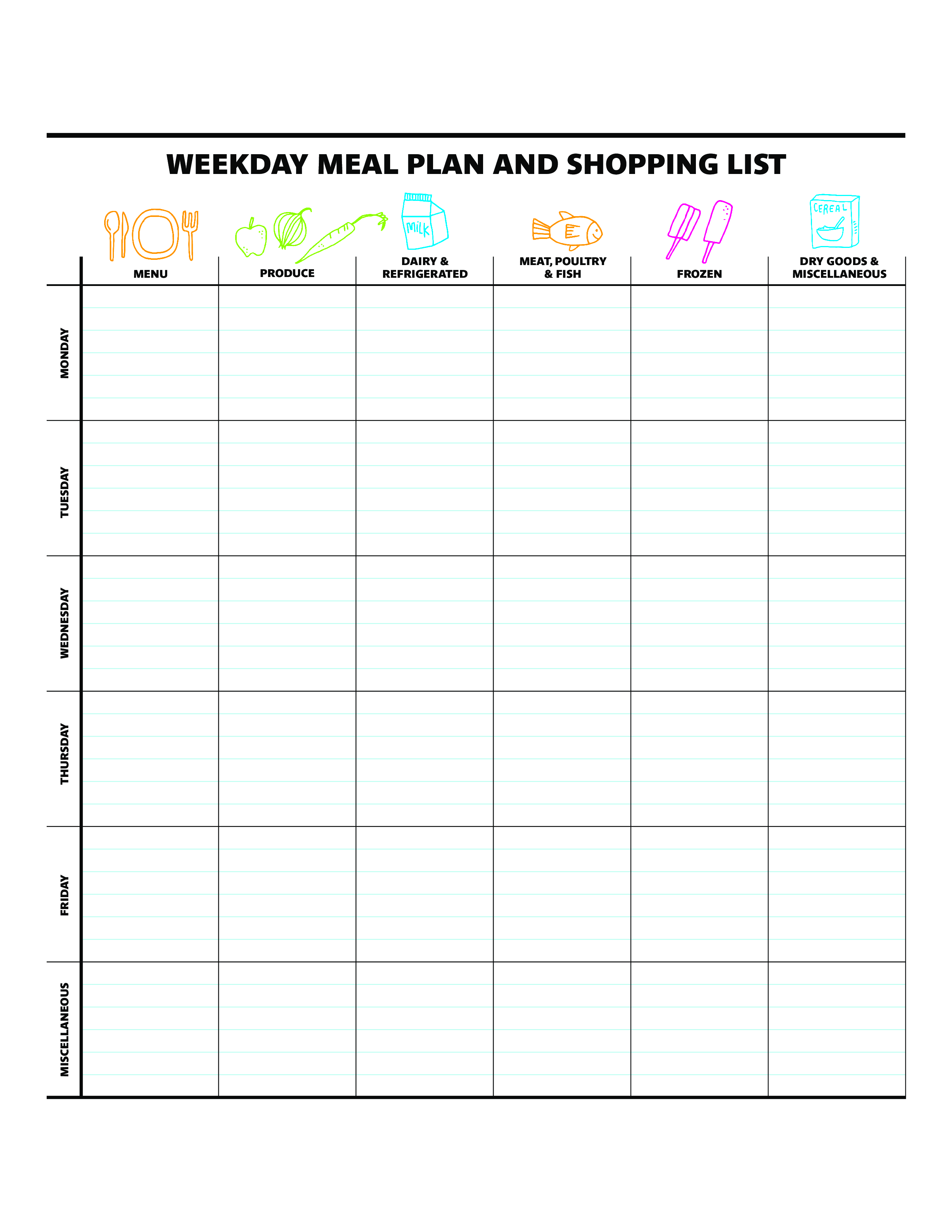 80 Free Meal Planning Templates 58