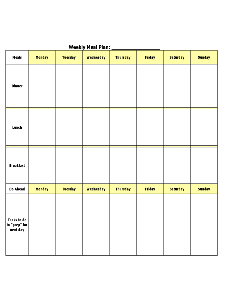 80 Free Meal Planning Templates 65