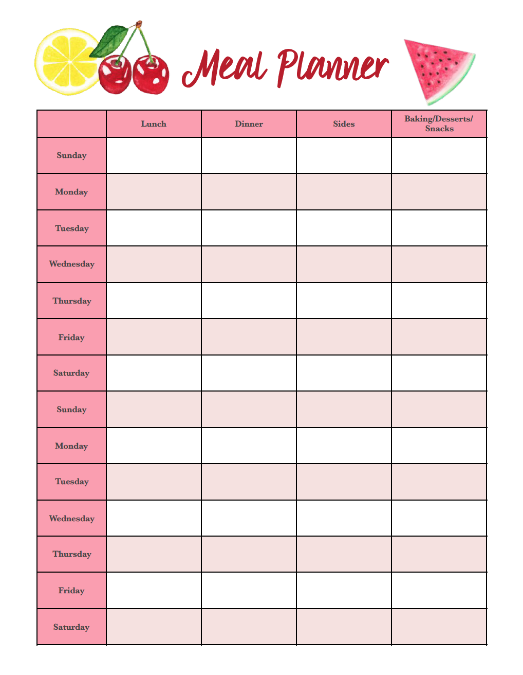 80 Free Meal Planning Templates 71