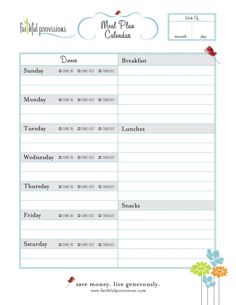 80 Free Meal Planning Templates 74