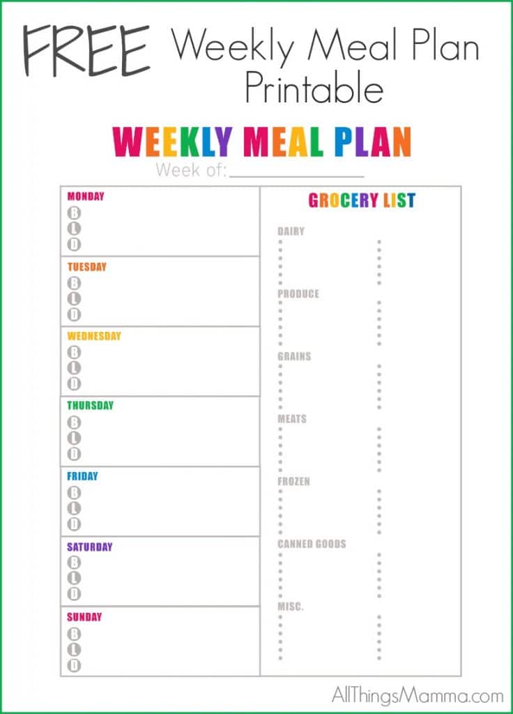 80 Free Meal Planning Templates 76