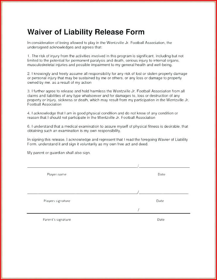 80 Release Liability Form Templates Ideas 79