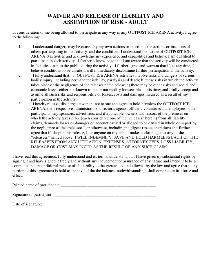 80 Release Liability Form Templates Ideas 81