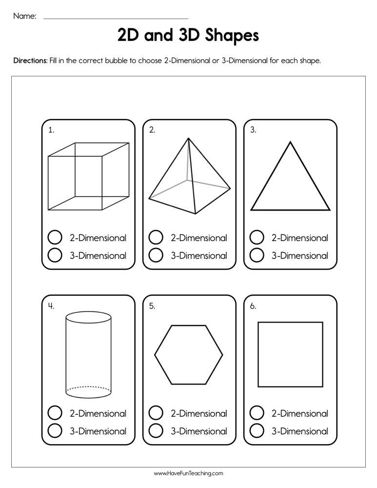 20 Free 3D Shape Worksheets For Kindergarten