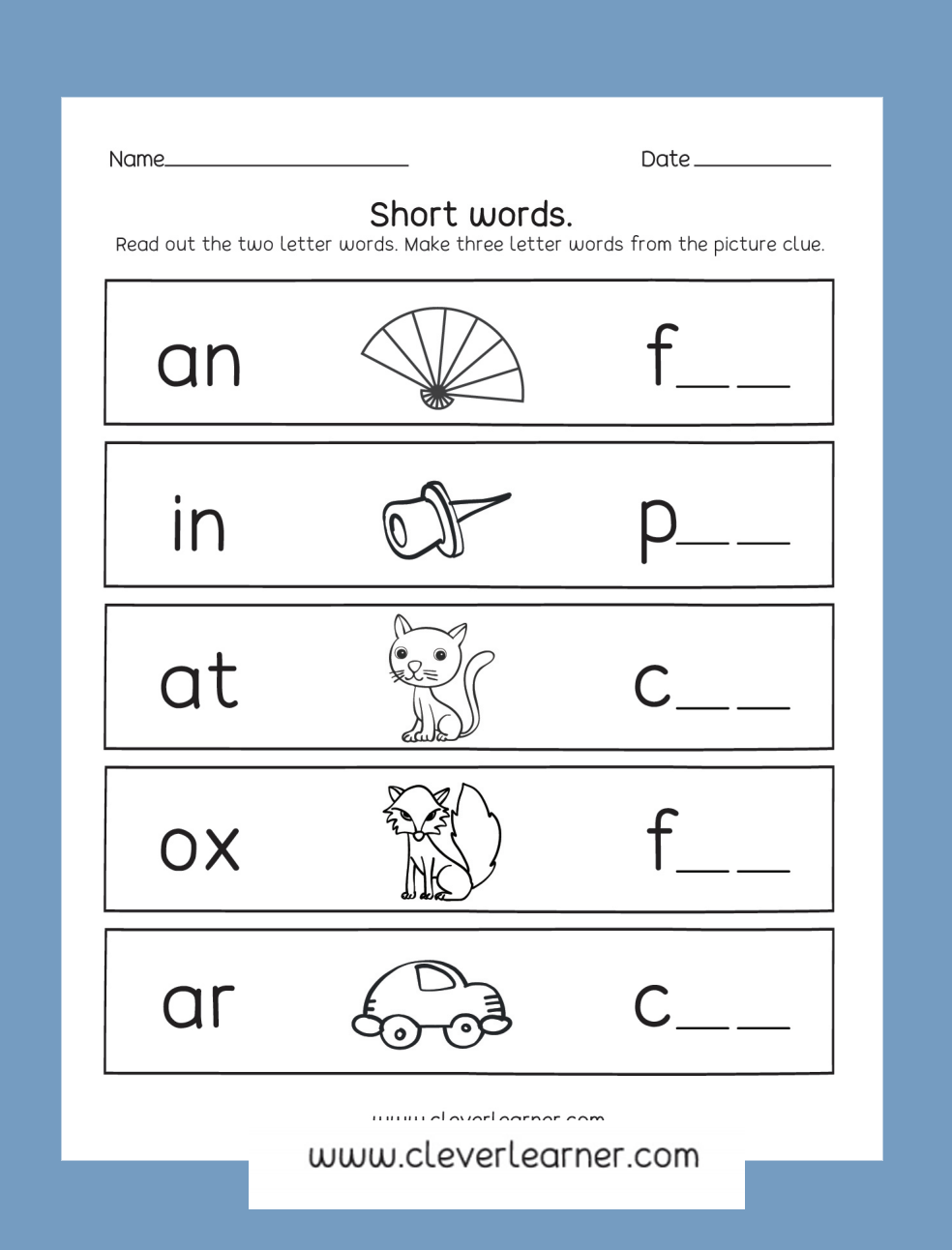 30 3 Letter Worksheets For Kindergarten