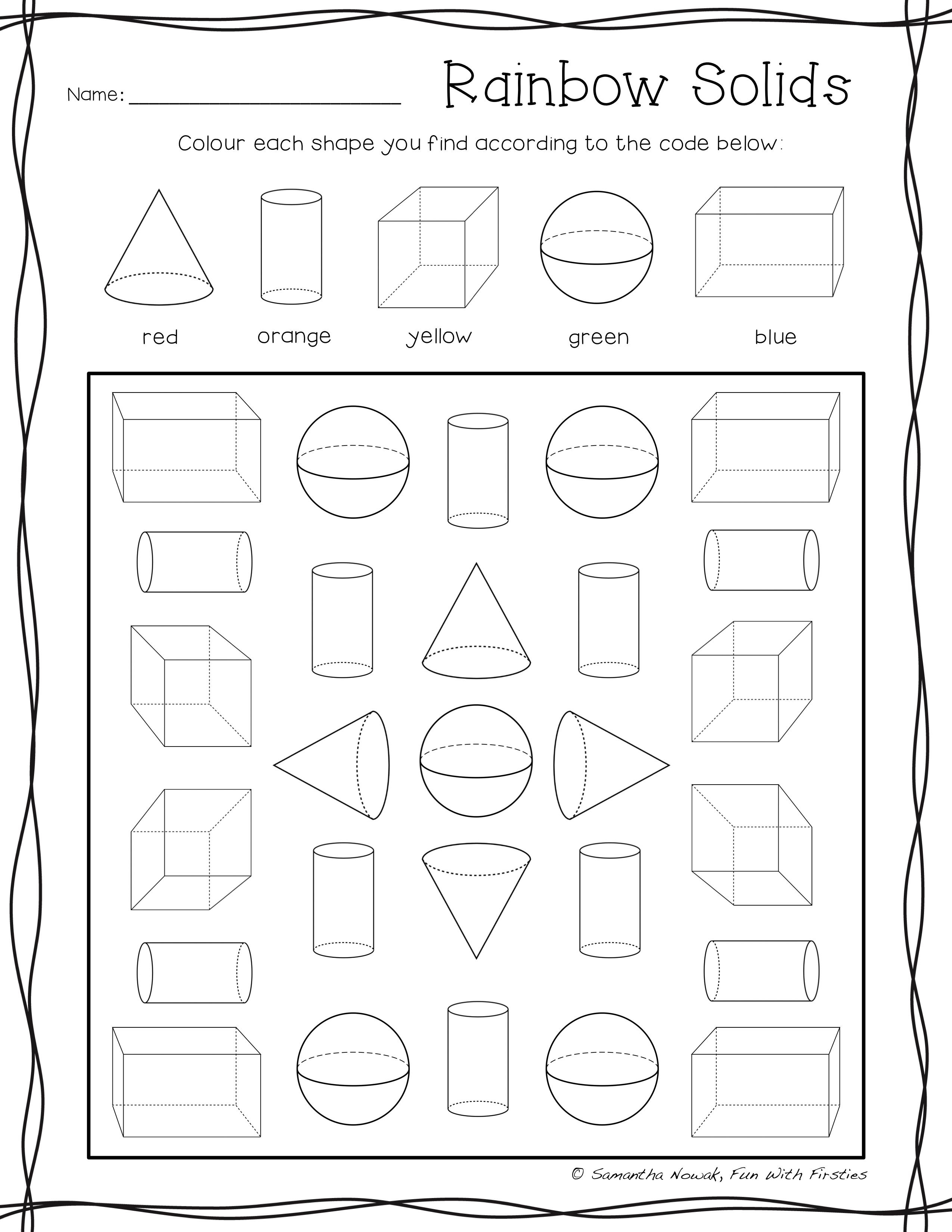 30 Free 3D Shape Worksheets For Kindergarten