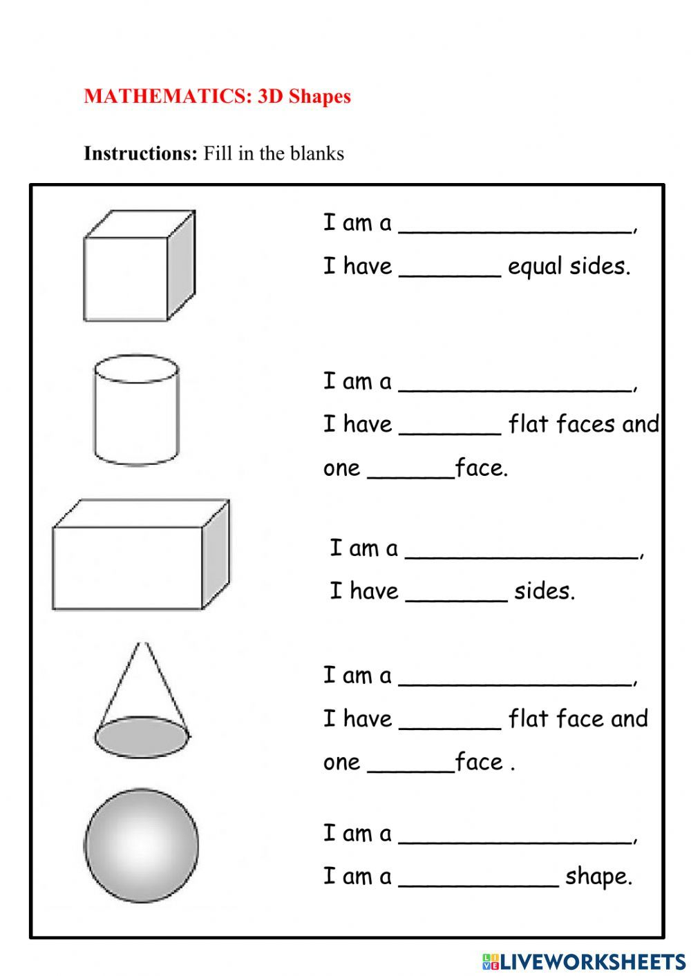 30 Free 3D Shape Worksheets For Kindergarten