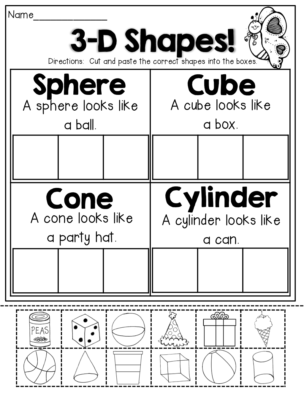 30 Free 3D Shape Worksheets For Kindergarten