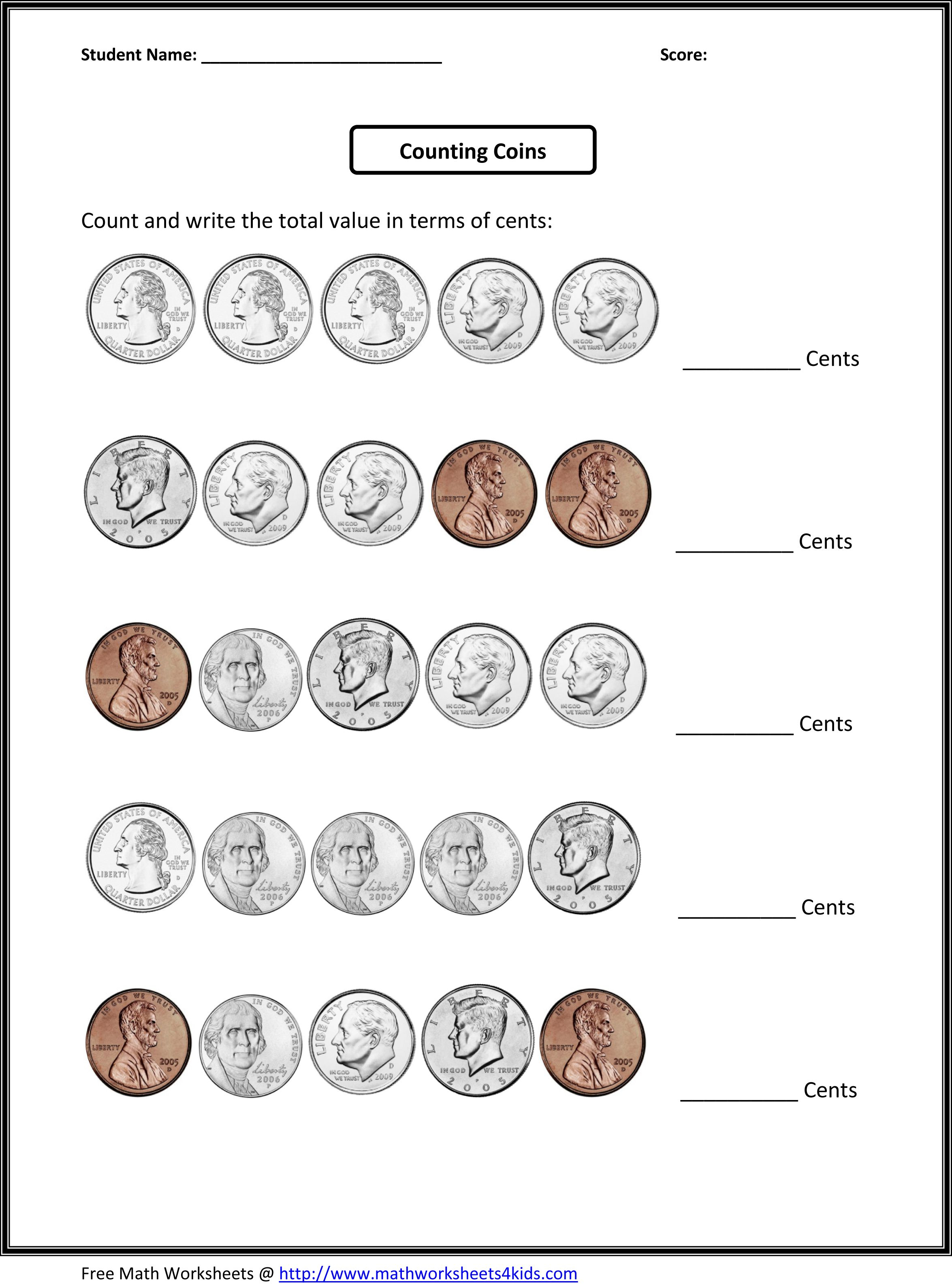 35 2Nd Grade Math Worksheets On Money