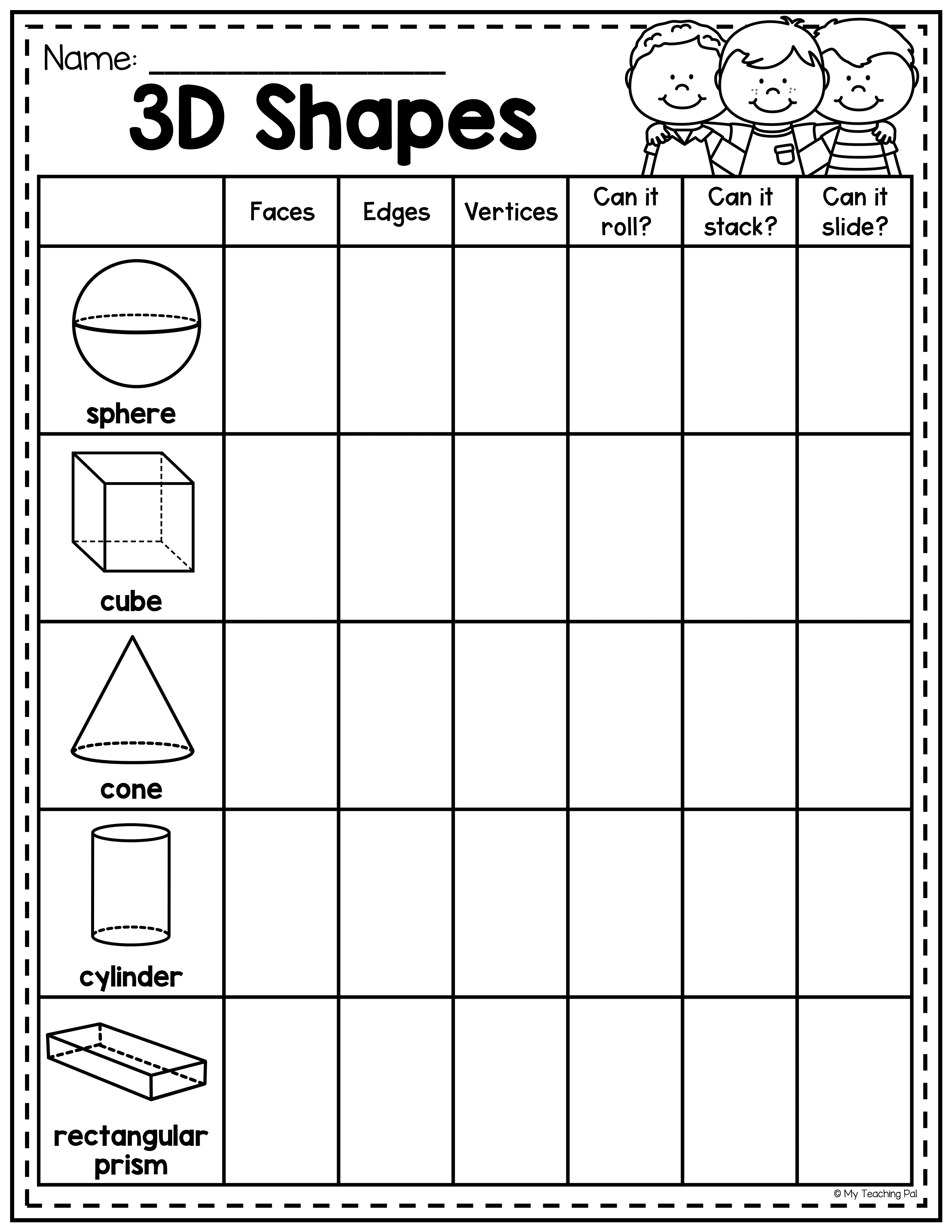 35 Free 3D Shape Worksheets For Kindergarten